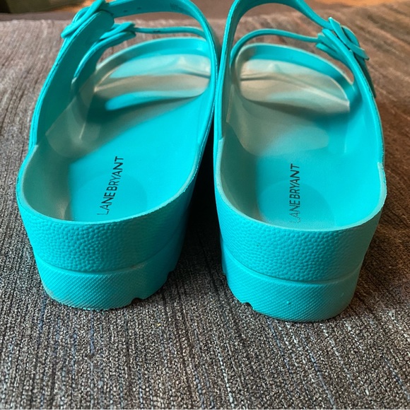 11W Lane Bryant Teal Double Strap Sandals - Picture 3 of 4